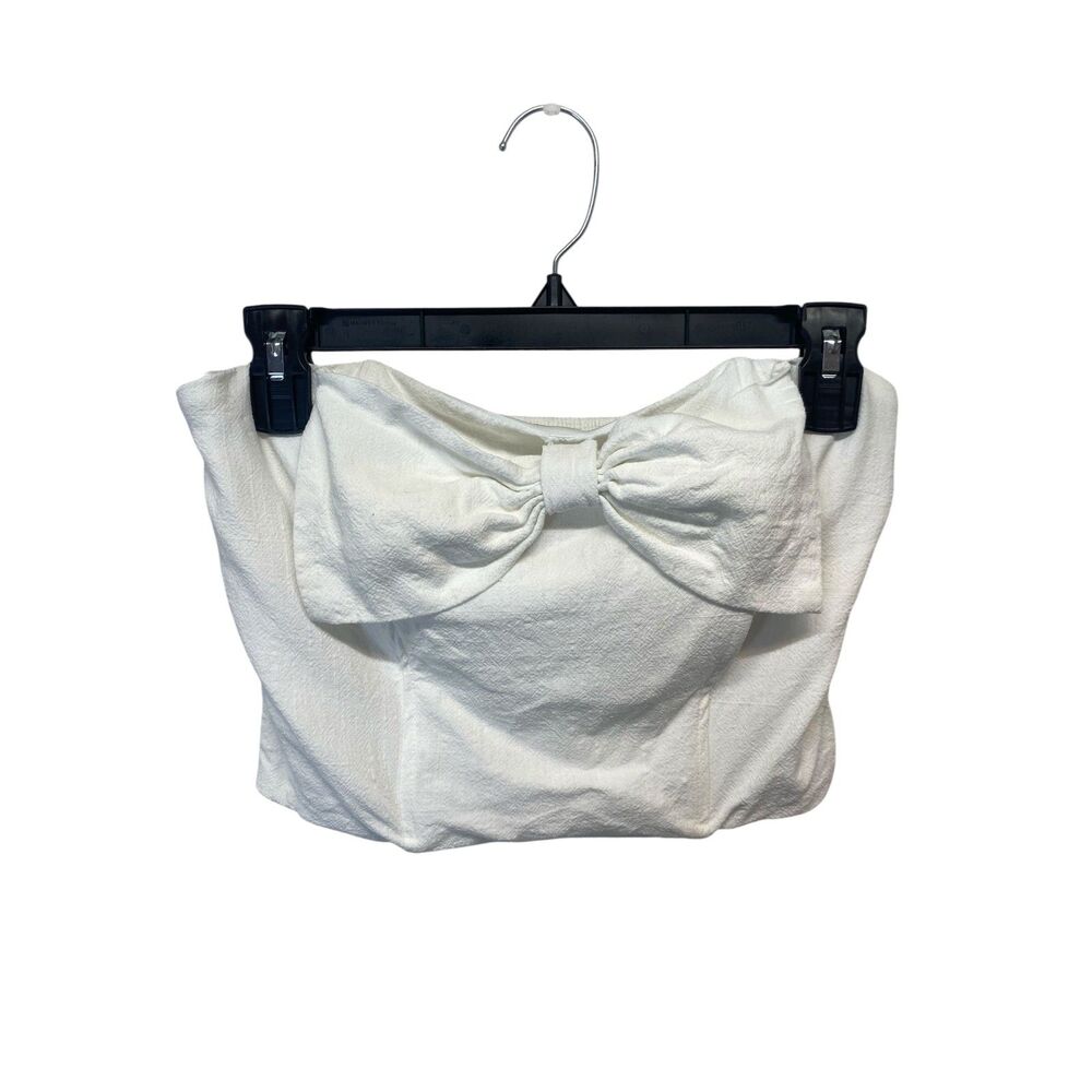 Altar'd State Linen Blend Top Women's Size M White Strapless Bow